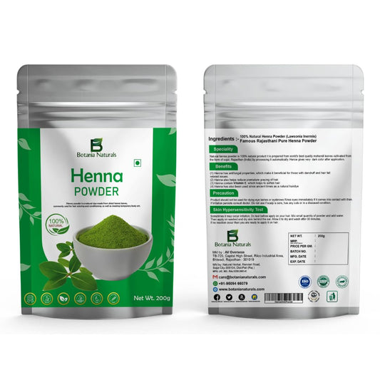 Botania Naturals Care From Nature Organic Henna Powder For Hair Colour and Growth, 200g – (Brown)