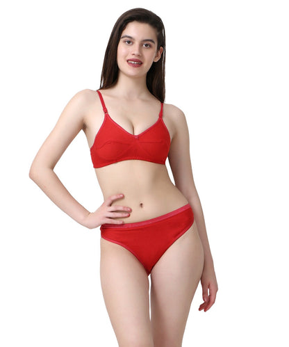 AGARBHA  Women Cotton Full Coverage Non Padded Daily Use Bra & Pantie Linguries Set for Women and Girls, Women  Linguries Set for Honymoon  Panty Set, Underwired Bridal Lace Bra and Panty Set, Swimwear Bikini Bra Panty Linguries Set