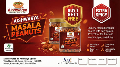 Aishwarya Extra Spicy Masala Peanuts | Crunchy South Indian Snack 125gram + 125 free