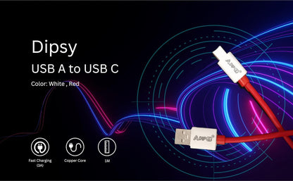USB Cables, Braided Sync & Quick Charging Cable, 3.9 Feet (1.2M), Supports fastCharging, Rapid Data Transmission, (White,Red) SD DIPSY ONE PLUS CABLE