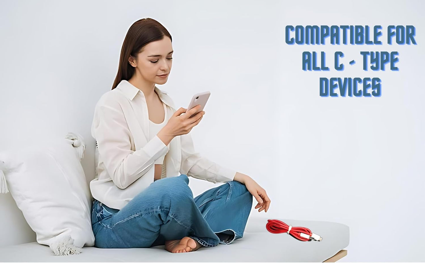 USB Cables, Braided Sync & Quick Charging Cable, 3.9 Feet (1.2M), Supports fastCharging, Rapid Data Transmission, (White,Red) SD DIPSY ONE PLUS CABLE