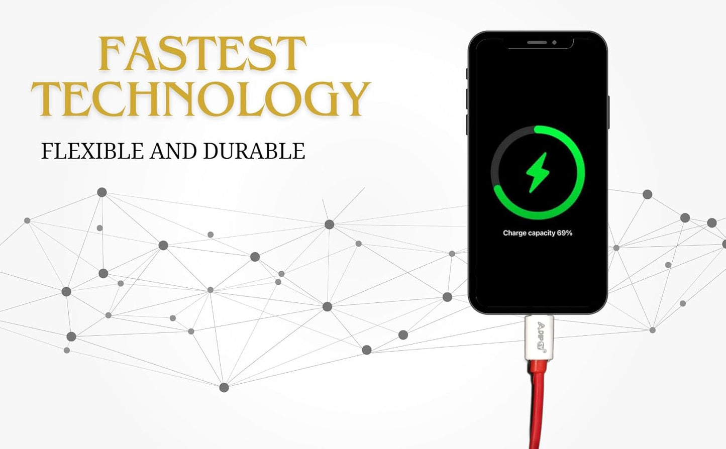 USB Cables, Braided Sync & Quick Charging Cable, 3.9 Feet (1.2M), Supports fastCharging, Rapid Data Transmission, (White,Red) SD DIPSY ONE PLUS CABLE